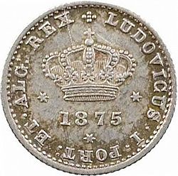 Large Obverse for 50 Réis ( Meio Tostâo ) 1875 coin