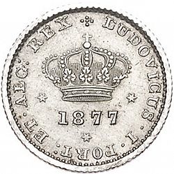 Large Obverse for 50 Réis ( Meio Tostâo ) 1877 coin
