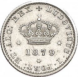 Large Obverse for 50 Réis ( Meio Tostâo ) 1879 coin
