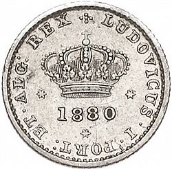 Large Obverse for 50 Réis ( Meio Tostâo ) 1880 coin