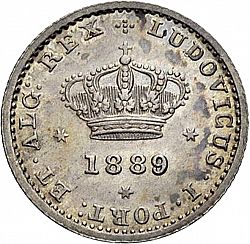Large Obverse for 50 Réis ( Meio Tostâo ) 1889 coin