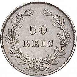 Large Reverse for 50 Réis ( Meio Tostâo ) 1863 coin