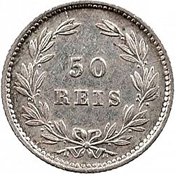 Large Reverse for 50 Réis ( Meio Tostâo ) 1875 coin
