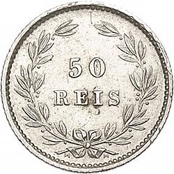 Large Reverse for 50 Réis ( Meio Tostâo ) 1879 coin