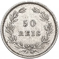 Large Reverse for 50 Réis ( Meio Tostâo ) 1880 coin