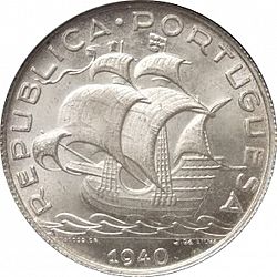 Large Obverse for 5 Escudos 1940 coin