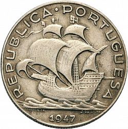 Large Obverse for 5 Escudos 1947 coin