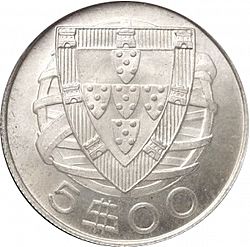 Large Reverse for 5 Escudos 1940 coin