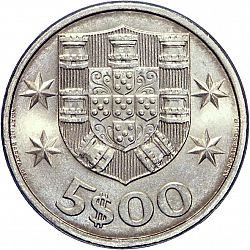 Large Reverse for 5 Escudos 1985 coin