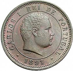 Large Obverse for 5 Réis 1891 coin