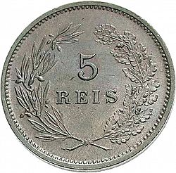 Large Reverse for 5 Réis 1891 coin