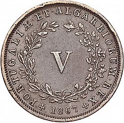 Large Reverse for 5 Réis 1867 coin