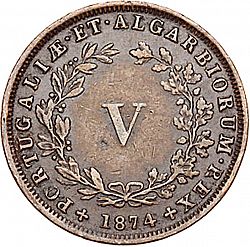 Large Reverse for 5 Réis 1874 coin
