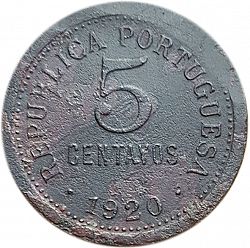 Large Obverse for 5 Centavos 1920 coin