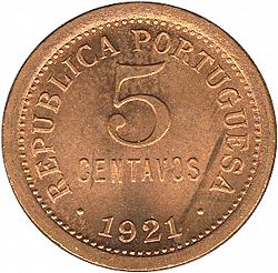 Large Reverse for 5 Centavos 1921 coin