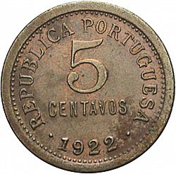 Large Reverse for 5 Centavos 1922 coin