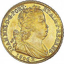 Large Obverse for 6400 Réis ( Peça ) 1806 coin