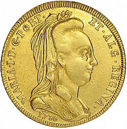 Large Obverse for 6400 Réis ( Peça ) 1786 coin