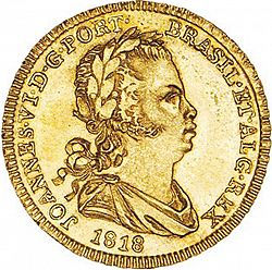 Large Obverse for 800 Réis ( Meio Escudo ) 1818 coin