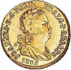 Large Obverse for 800 Réis ( Meio Escudo ) 1805 coin