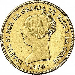 Large Obverse for 100 Reales 1850 coin