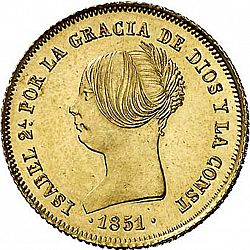 Large Obverse for 100 Reales 1851 coin