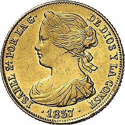 Large Obverse for 100 Reales 1857 coin