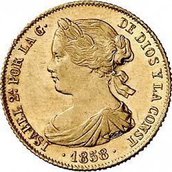 Large Obverse for 100 Reales 1858 coin