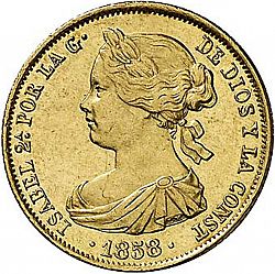 Large Obverse for 100 Reales 1858 coin