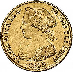 Large Obverse for 100 Reales 1858 coin