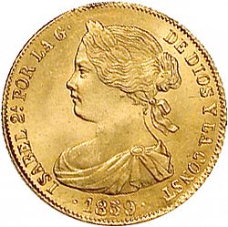 Large Obverse for 100 Reales 1859 coin