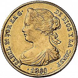 Large Obverse for 100 Reales 1860 coin