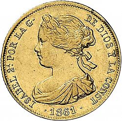 Large Obverse for 100 Reales 1861 coin