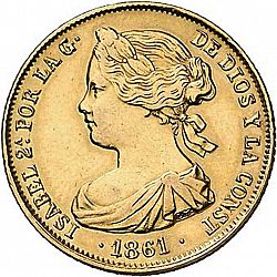 Large Obverse for 100 Reales 1861 coin