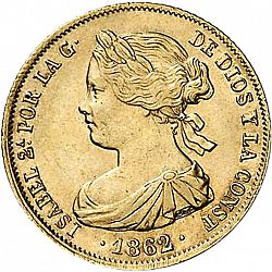 Large Obverse for 100 Reales 1862 coin