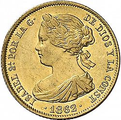 Large Obverse for 100 Reales 1862 coin