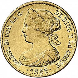 Large Obverse for 100 Reales 1862 coin