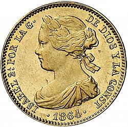 Large Obverse for 100 Reales 1864 coin