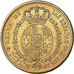 Large Reverse for 100 Reales 1851 coin