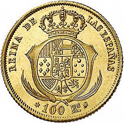 Large Reverse for 100 Reales 1851 coin