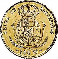 Large Reverse for 100 Reales 1855 coin