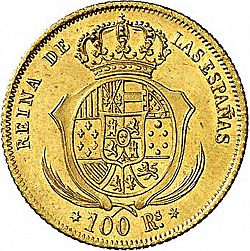 Large Reverse for 100 Reales 1856 coin