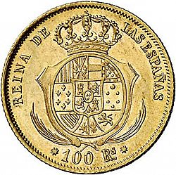 Large Reverse for 100 Reales 1857 coin