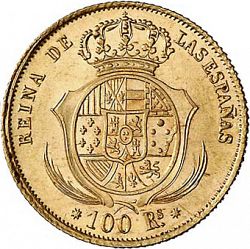 Large Reverse for 100 Reales 1858 coin