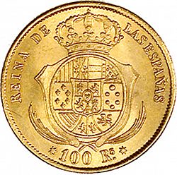 Large Reverse for 100 Reales 1859 coin