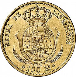 Large Reverse for 100 Reales 1860 coin