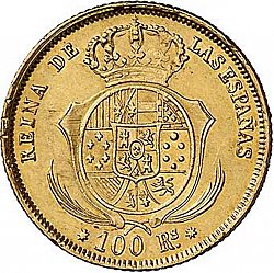Large Reverse for 100 Reales 1860 coin