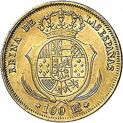 Large Reverse for 100 Reales 1862 coin