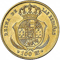 Large Reverse for 100 Reales 1862 coin