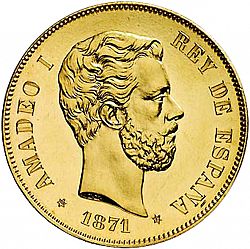Large Obverse for 100 Pesetas 1871 coin